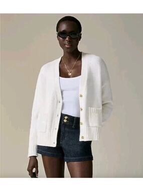 J. CREW Hertitage Cotton Relaxed Cardigan in White Size Women's XS